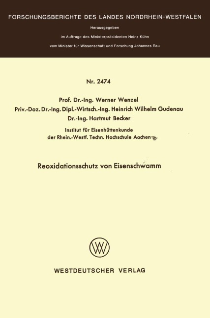 Reoxidationsschutz von Eisenschwamm - Werner Wenzel