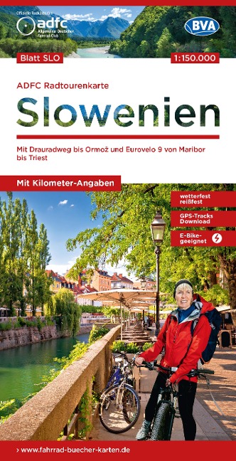 ADFC-Radtourenkarte SLO Slowenien 1:150.000, reiß- und wetterfest, E-Bike geeignet, GPS-Tracks Download, mit Kilometer-Angaben - 