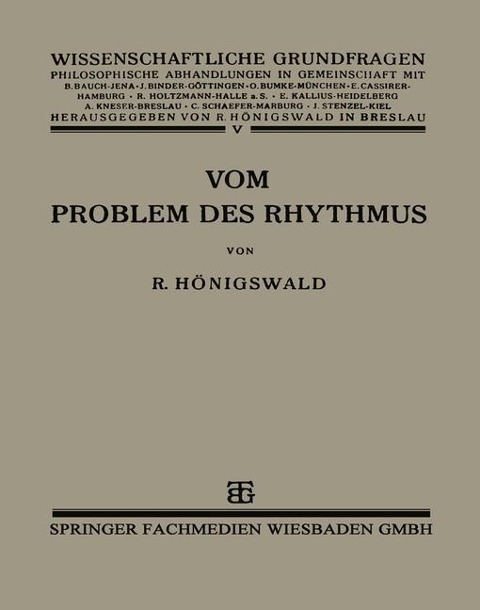 Vom Problem des Rhythmus - Richard Hönigswald