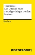 Cover-Bild zum Titel 'Das Unglück muss zurückgeschlagen werden. Songtexte' von 'Tocotronic'