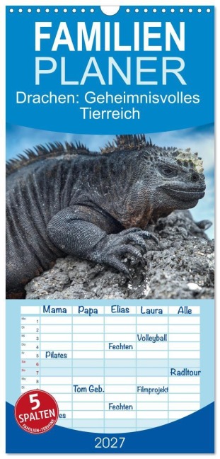 Familienplaner 2027 - Drachen: Geheimnisvolles Tierreich mit 5 Spalten (Wandkalender, 21 x 45 cm) CALVENDO - Guenter Guni