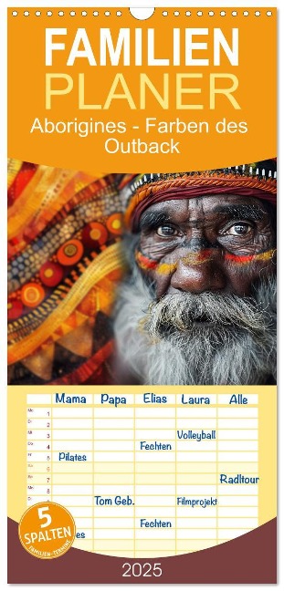 Familienplaner 2025 - Aborigines - Farben des Outback mit 5 Spalten (Wandkalender, 21 x 45 cm) CALVENDO - Kerstin Waurick