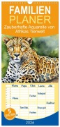 Cover-Bild zum Titel 'Familienplaner 2026 - Zauberhafte Aquarelle von Afrikas Tierwelt mit 5 Spalten (Wandkalender, 21 x 45 cm) CALVENDO' von 'Claudia Kleemann'