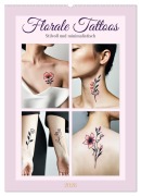 Cover-Bild zum Titel 'Florale Tattoos Stilvoll und minimalistisch (Wandkalender 2026 DIN A2 hoch), CALVENDO Monatskalender' von 'Martina Marten'