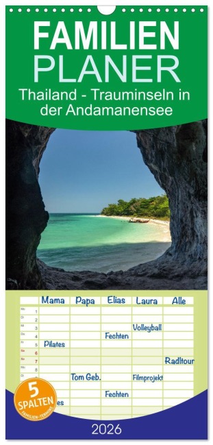 Familienplaner 2026 - Thailand - Trauminseln in der Andamanensee mit 5 Spalten (Wandkalender, 21 x 45 cm) CALVENDO - Peter Schickert