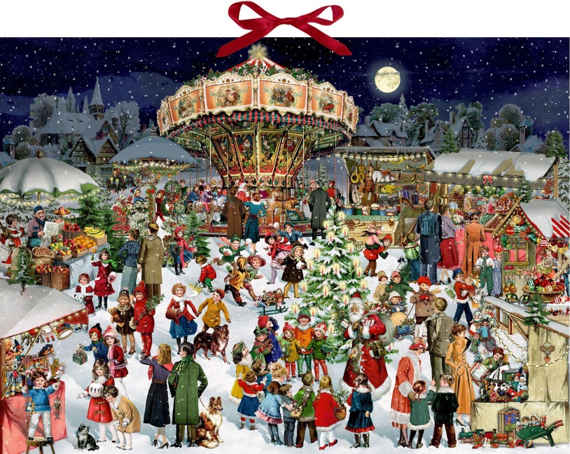 Wand-Adventskalender - Nostalgischer Weihnachtsmarkt - 