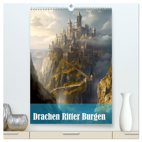 Drachen Ritter Burgen (hochwertiger Premium Wandkalender 2024 DIN A2 hoch), Kunstdruck in Hochglanz - Liselotte Brunner-Klaus