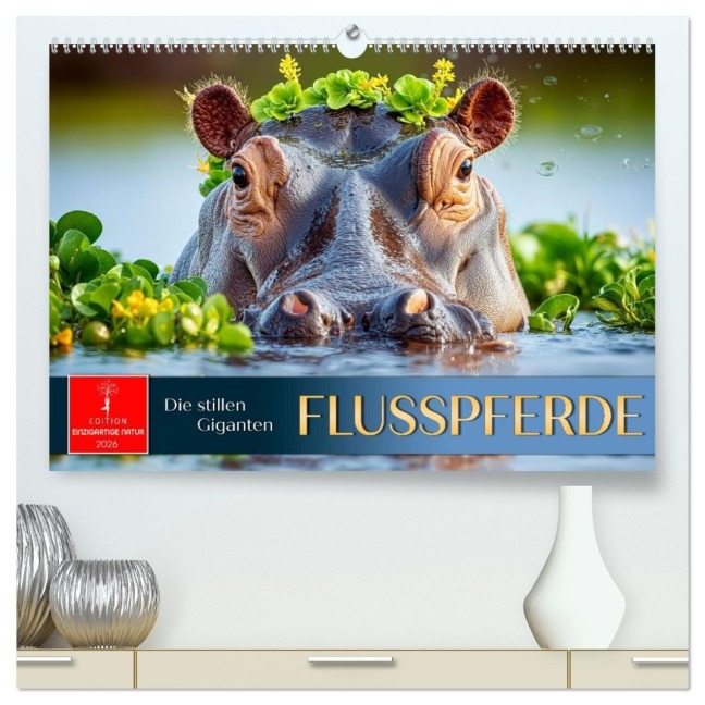 Flusspferde - die stillen Giganten (hochwertiger Premium Wandkalender 2026 DIN A2 quer), Kunstdruck in Hochglanz - Roder Roder