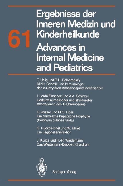 Ergebnisse der Inneren Medizin und Kinderheilkunde / Advances in Internal Medicine and Pediatrics - M. Brandis, A. Fanconi, E. O. Riecken, K. Kochsiek, P. Frick