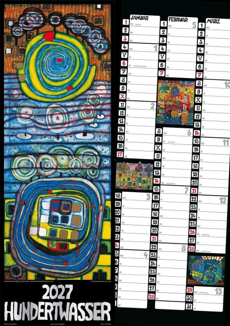 Hundertwasser Streifenkalender Art 2027 - 