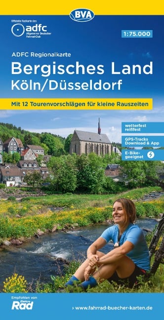 ADFC-Regionalkarte Bergisches Land Köln/Düsseldorf 1:75.000, reiß- und wetterfest, GPS-Tracks Download - 