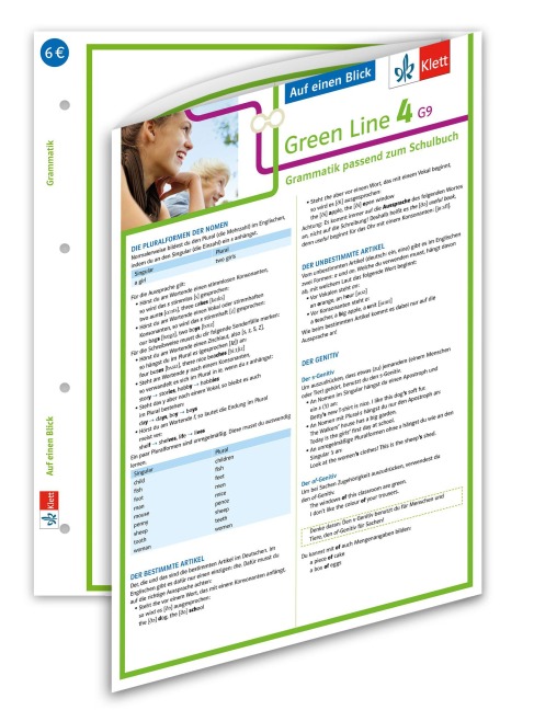 Green Line 4. Auf einen Blick. G9 Klasse 8. Grammatik passend zum Schulbuch - Klappkarte (6 Seiten) - 