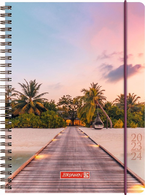 BRUNNEN 1072155184 Wochenkalender Schülerkalender 2023/2024 "Paradise" 2 Seiten = 1 Woche Blattgröße 14,8 x 21 cm A5 PP-Einband - 