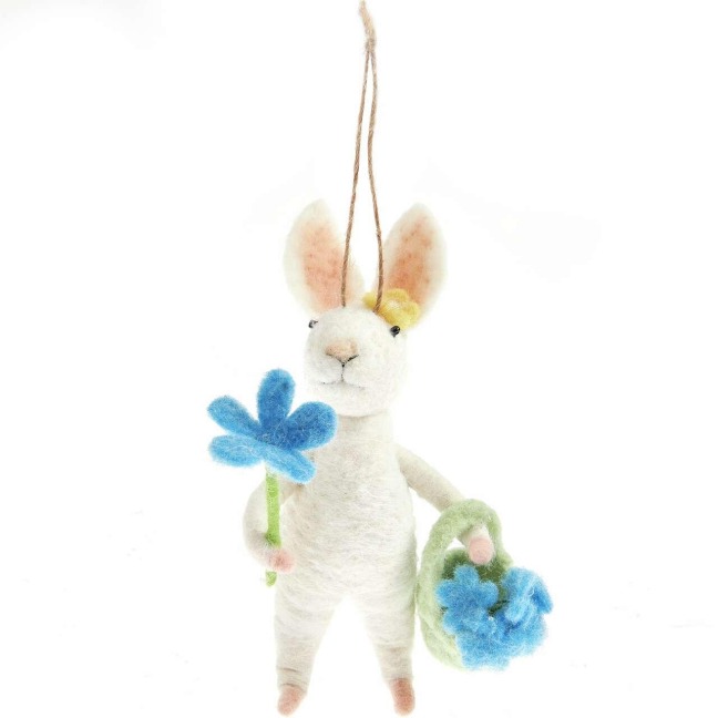 Aufhänger Hase Vergiß-mein-nicht, Filz, 7 x 9 x 15cm - 