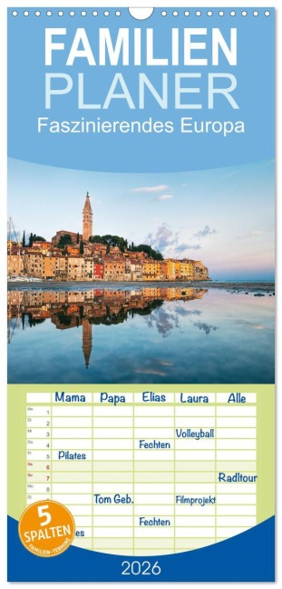 Familienplaner 2026 - Faszinierendes Europa mit 5 Spalten (Wandkalender, 21 x 45 cm) CALVENDO - Stefan L. Beyer