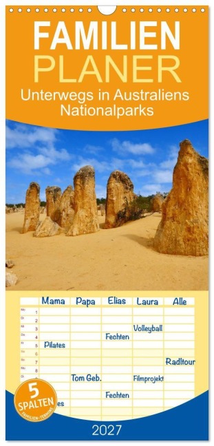 Familienplaner 2027 - Unterwegs in Australiens Nationalparks mit 5 Spalten (Wandkalender, 21 x 45 cm) CALVENDO - Peggy Daum