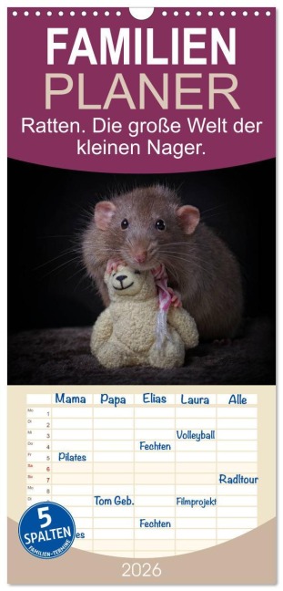 Familienplaner 2026 - Ratten. Die große Welt der kleinen Nager mit 5 Spalten (Wandkalender, 21 x 45 cm) CALVENDO - Thorsten Nilson