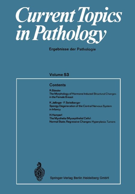 Current Topics in Pathology - H. -W. Altmann, Chr. Hedinger, S. Iijima, W. H. Kirsten, I. Klatzo