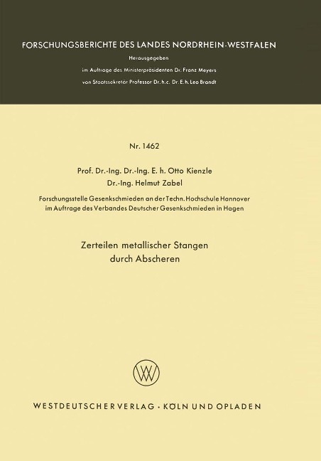 Zerteilen metallischer Stangen durch Abscheren - Otto Kienzle