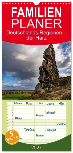 Familienplaner 2027 - Deutschlands Regionen - der Harz mit 5 Spalten (Wandkalender, 21 x 45 cm) CALVENDO - Peter Schickert