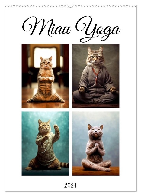 Miau Yoga (Wandkalender 2024 DIN A2 hoch), CALVENDO Monatskalender - Justyna Jaszke JBJart