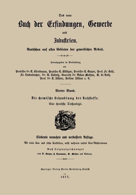 Die chemische Behandlung der Rohstoffe - Franz Luckenbacher, Karl De Roth, Julius Zoellner