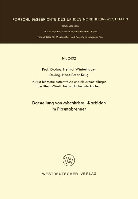 Darstellung von Mischkristall-Karbiden im Plasmabrenner - Helmut Winterhager