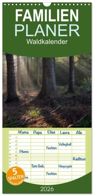 Familienplaner 2026 - Waldkalender mit 5 Spalten (Wandkalender, 21 x 45 cm) CALVENDO - Hans Zitzler