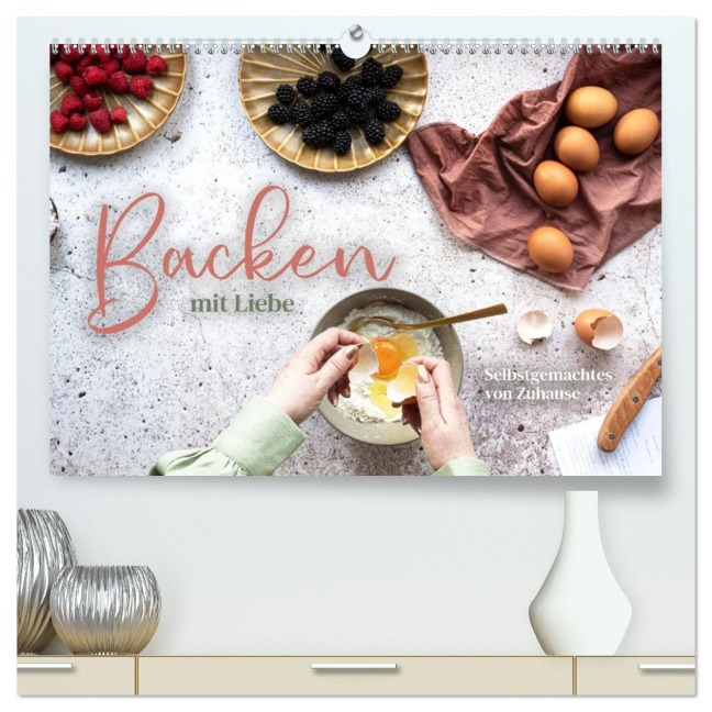 Backen mit Liebe - Selbstgemachtes von Zuhause (hochwertiger Premium Wandkalender 2026 DIN A2 quer), Kunstdruck in Hochglanz - Happy Monkey