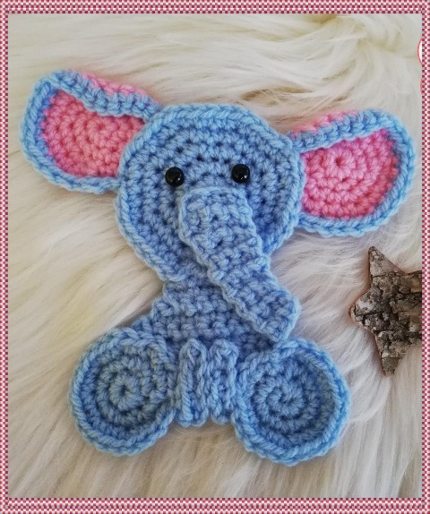 Häkelanleitung Elefant 15 x 16 cm Applikation - Kerstin Münchehofe