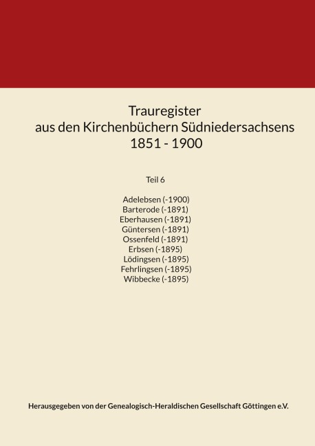 Trauregister aus den Kirchenbüchern Südniedersachsens 1851 - 1900 - 