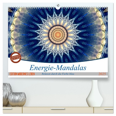 Energie-Mandalas in blau (hochwertiger Premium Wandkalender 2025 DIN A2 quer), Kunstdruck in Hochglanz - Christine Bässler