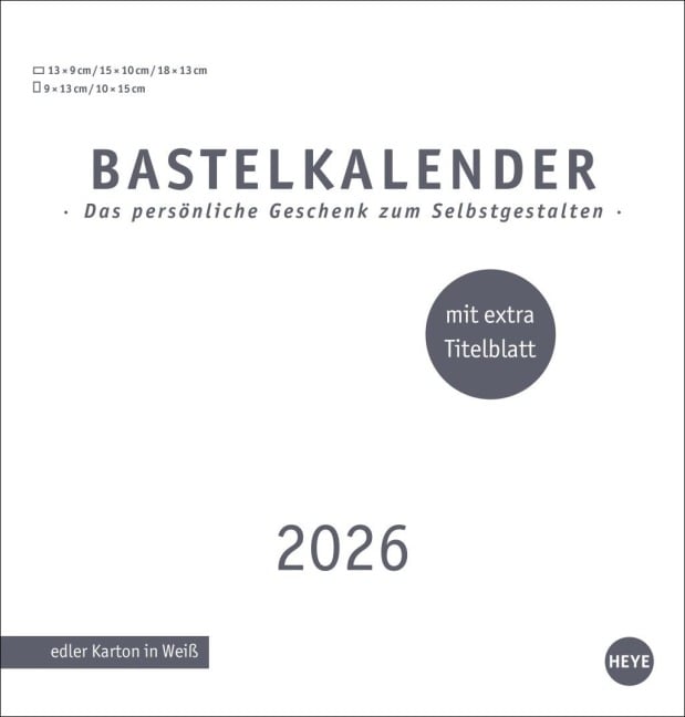 Premium-Bastelkalender weiß mittel 2026 - 
