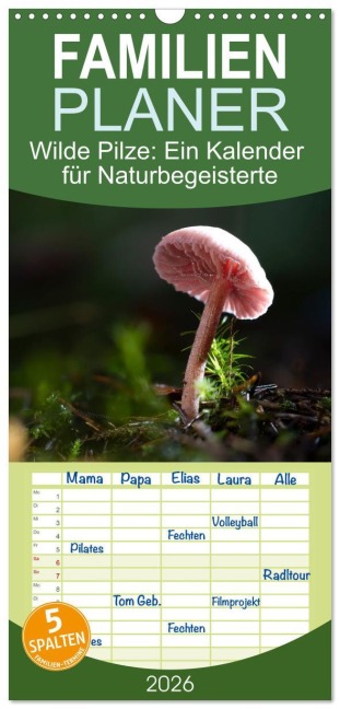 Familienplaner 2026 - Wilde Pilze: Ein Kalender für Naturbegeisterte mit 5 Spalten (Wandkalender, 21 x 45 cm) CALVENDO - Thomas Heins