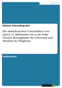 Cover-Bild zum Titel 'Die mitteldeutschen Universitäten vom späten 14. Jahrhundert bis in die frühe Neuzeit. Beweggründe für Universität und Mobilität der Mitglieder' von 'Dietmar Schneidergruber'