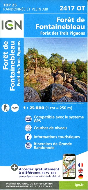 Forêt de Fontainbleau Trois Pignons 1:25 000 - 