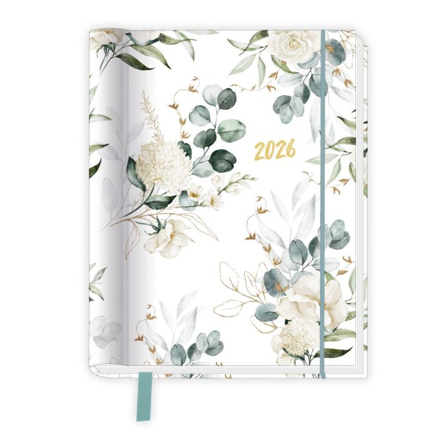 Trötsch Taschenkalender A6 Wire-O Motiv Blätter 2026 mit Postkarten - 