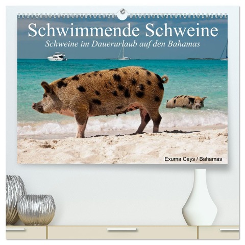 Schwimmende Schweine (hochwertiger Premium Wandkalender 2025 DIN A2 quer), Kunstdruck in Hochglanz - Elisabeth Stanzer