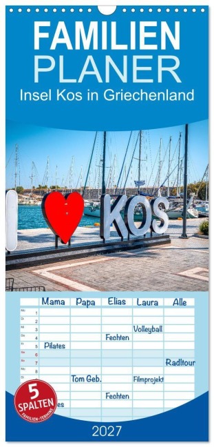 Familienplaner 2027 - Insel Kos in Griechenland mit 5 Spalten (Wandkalender, 21 x 45 cm) CALVENDO - Marcus Beckert Fotografie