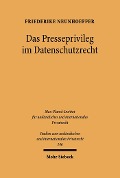 Cover-Bild zum Titel 'Das Presseprivileg im Datenschutzrecht' von 'Friederike Neunhoeffer'