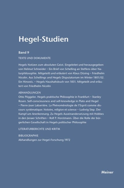 Hegel-Studien Band 9 - 