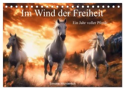 Cover-Bild zum Titel 'Im Wind der Freiheit - Ein Jahr voller Pferde (Tischkalender 2026 DIN A5 quer), CALVENDO Monatskalender' von 'Simone Wunderlich'