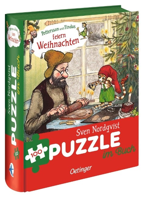 Pettersson und Findus feiern Weihnachten. Puzzle im Buch. 100 Teile - Sven Nordqvist