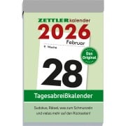 Cover-Bild zum Titel 'Tagesabreißkalender L 2026 - 6,6x9,9 cm - 1 Tag auf 1 Seite - mit Sudokus, Rezepten, Rätseln uvm. auf den Rückseiten - Bürokalender 304-0000' von ''