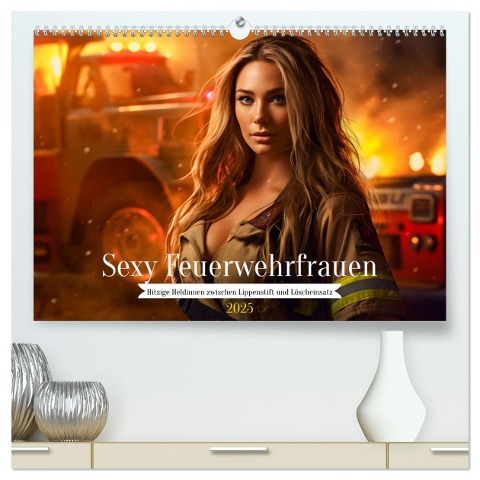 Sexy Feuerwehrfrauen: Hitzige Heldinnen zwischen Lippenstift und Löscheinsatz (hochwertiger Premium Wandkalender 2025 DIN A2 quer), Kunstdruck in Hochglanz - HollywayArt HollywayArt