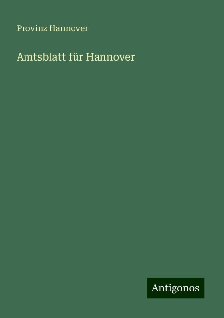 Amtsblatt für Hannover - Provinz Hannover