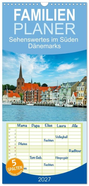Familienplaner 2027 - Sehenswertes im Süden Dänemarks mit 5 Spalten (Wandkalender, 21 x 45 cm) CALVENDO - Claudia Kleemann