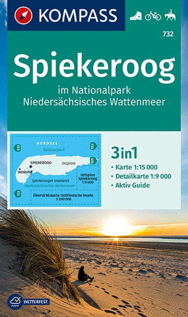 KOMPASS Wanderkarte 732 Spiekeroog im Nationalpark NIedersächsisches Wattenmeer 1:15.000 - 