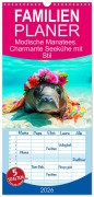 Cover-Bild zum Titel 'Familienplaner 2026 - Modische Manatees. Charmante Seekühe mit Stil mit 5 Spalten (Wandkalender, 21 x 45 cm) CALVENDO' von 'Rose Hurley'