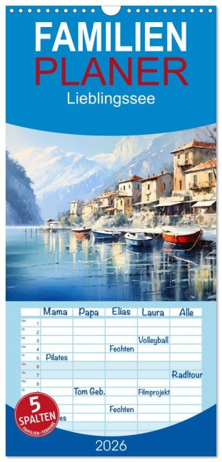 Familienplaner 2026 - Lieblingssee mit 5 Spalten (Wandkalender, 21 x 45 cm) CALVENDO - Sabine Löwer